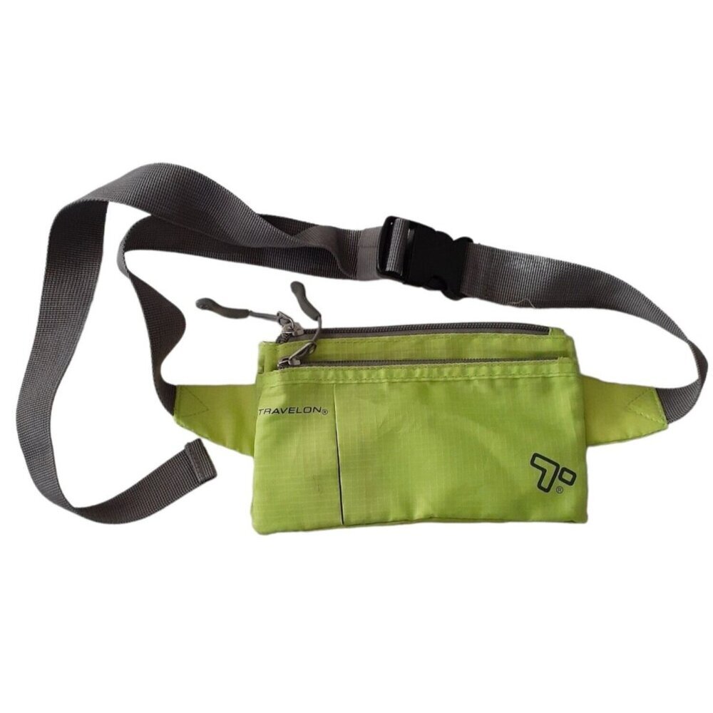 Travelon 6 Pocket Fanny Pack or CrossBody Green Hiking Camping Vacation Bag